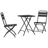 Set de Bistro Pliable 3 Pièces en Acier Anthracite 