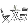 Set de Bistro Pliable 3 Pièces en Acier Anthracite 