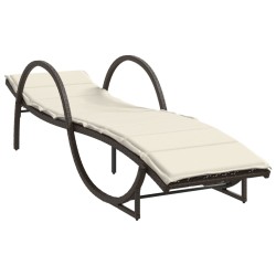 Chaise longue avec coussin marron 60x199x42 cm résine tressée 