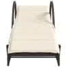 Chaise longue avec coussin marron 60x199x42 cm résine tressée 