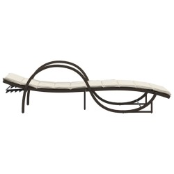 Chaise longue avec coussin marron 60x199x42 cm résine tressée 