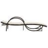 Chaise longue avec coussin marron 60x199x42 cm résine tressée 
