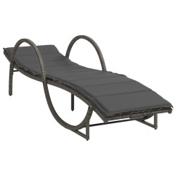 Chaise longue avec coussin gris 60x199x42 cm résine tressée 