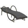 Chaise longue avec coussin gris 60x199x42 cm résine tressée 