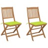 Chaises pliables de jardin lot de 2 avec coussins Bois d'acacia 
