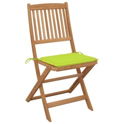 Chaises pliables de jardin lot de 2 avec coussins Bois d'acacia 