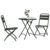 Set de bistrot pliant 3 pièces vert foncé en acier 
