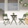 Set de bistrot pliant 3 pièces vert foncé en acier 