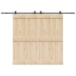 Kit de quincaillerie de porte coulissante 305 cm acier noir 