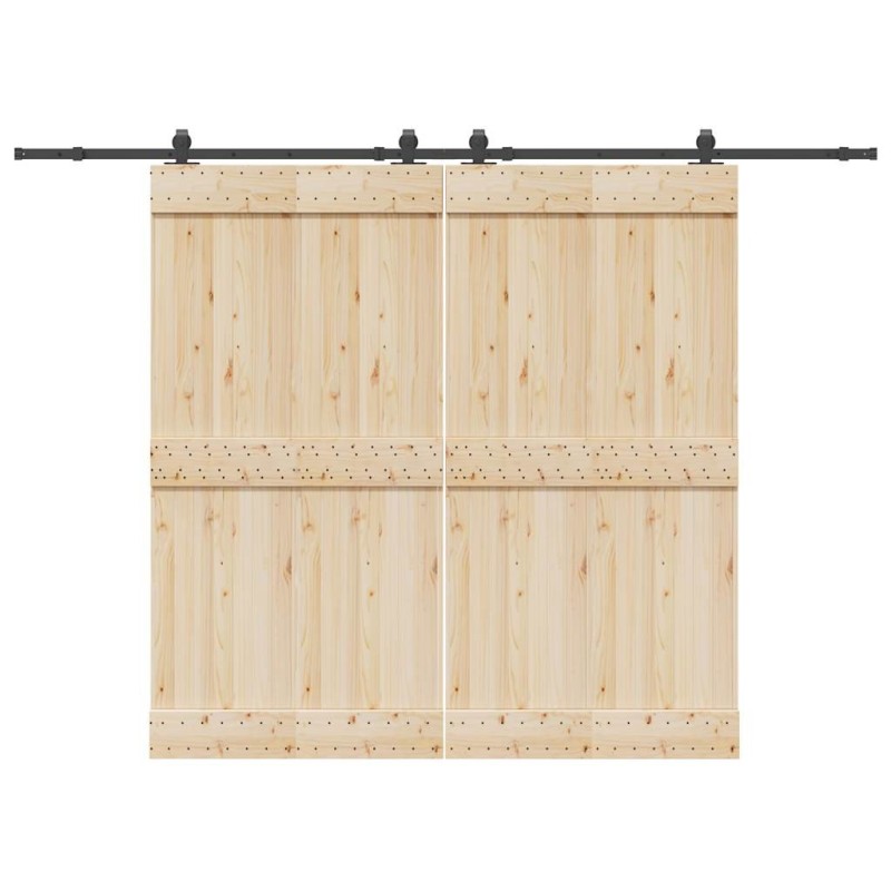 Kit de quincaillerie de porte coulissante 305 cm acier noir 