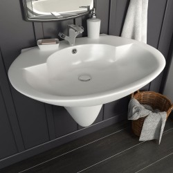 Lavabo mural céramique blanc 690x520x210 mm 