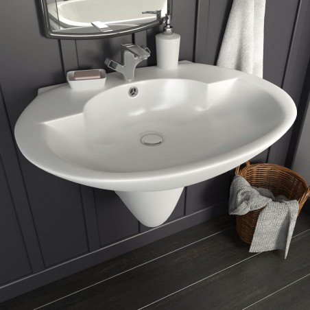 Lavabo mural céramique blanc 690x520x210 mm 