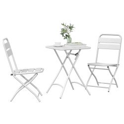 Ensemble de Bistro Pliable 3 Pièces Blanc Acier 