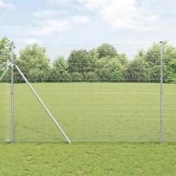 Clôture en fil soudé avec 13 poteaux 1.5x25 m Acier galvanisé 