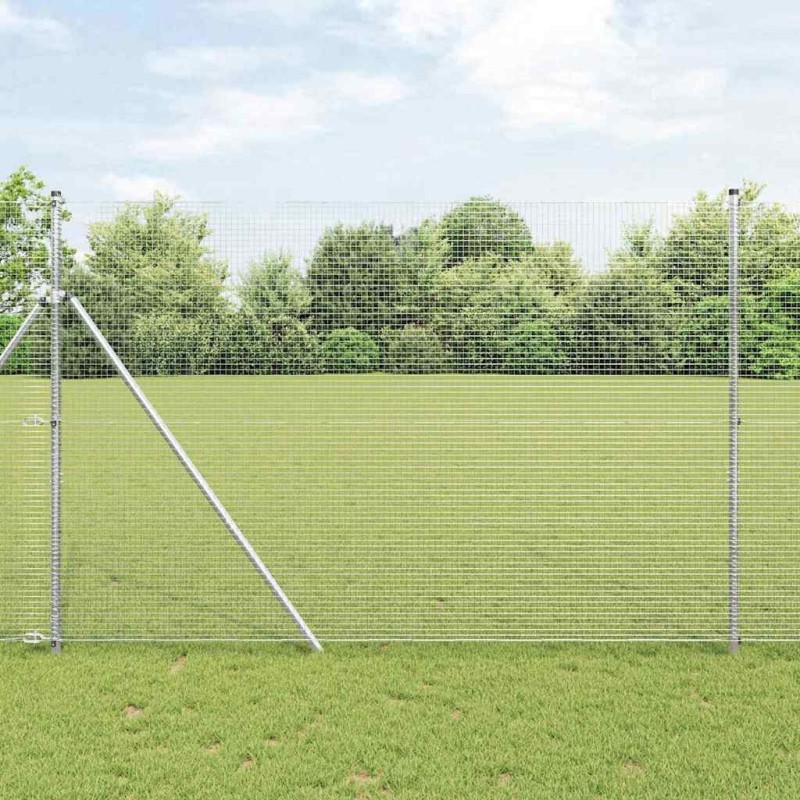Clôture en fil soudé avec 13 poteaux 1.5x25 m Acier galvanisé 