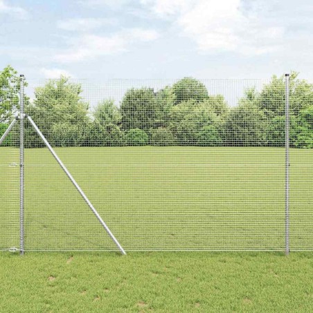 Clôture en fil soudé avec 13 poteaux 1.5x25 m Acier galvanisé 