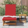 Chaise longue avec des roulettes et un coussin rouge en bois massif 