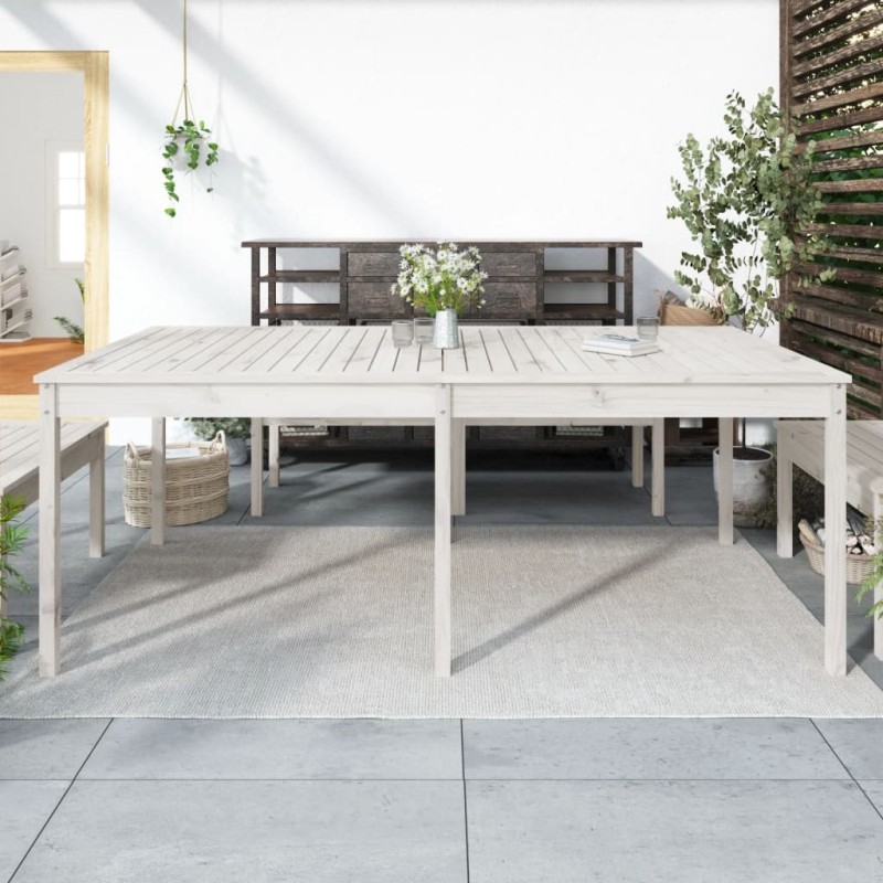 Table de jardin blanc 203,5x100x76 cm bois massif de pin 