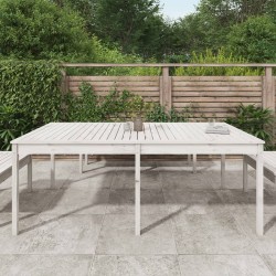 Table de jardin blanc 203,5x100x76 cm bois massif de pin 