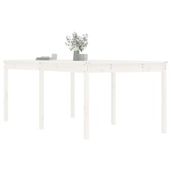 Table de jardin blanc 203,5x100x76 cm bois massif de pin 