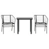 Ensemble à manger de jardin 3 pcs noir résine tressée verre 