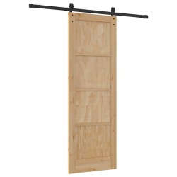Porte Coulissante avec Kit de Quincaillerie 73.5x211 cm Bois Massif Pin 