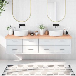 Comptoir de salle de bain marron 200x60x(2-6) cm bois traité 