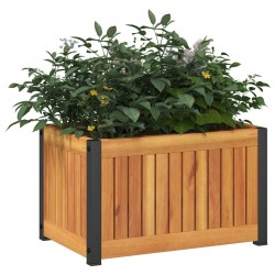 Jardinière 45x30x27,5 cm bois massif d'acacia et acier 