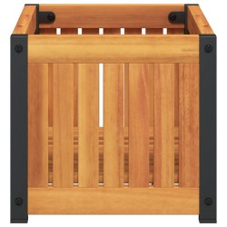Jardinière 45x30x27,5 cm bois massif d'acacia et acier 