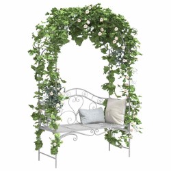 Banc Blanc Métal 121 x 48 x 200 cm Incrustations décoratives 