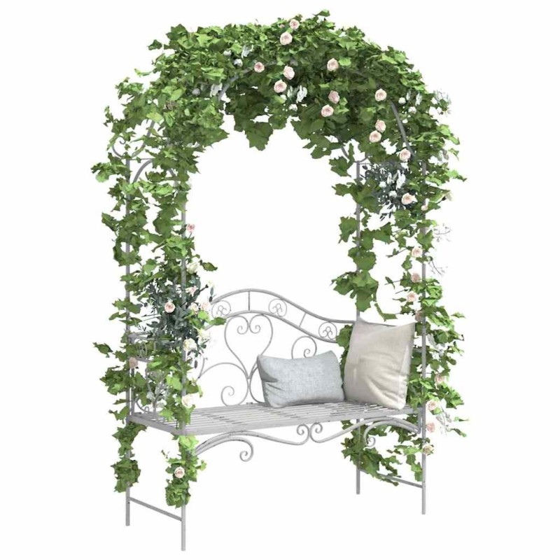 Banc Blanc Métal 121 x 48 x 200 cm Incrustations décoratives 