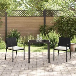 Ensemble de Salle à Manger 3 Pièces de Jardin Noir Poly Rattan 