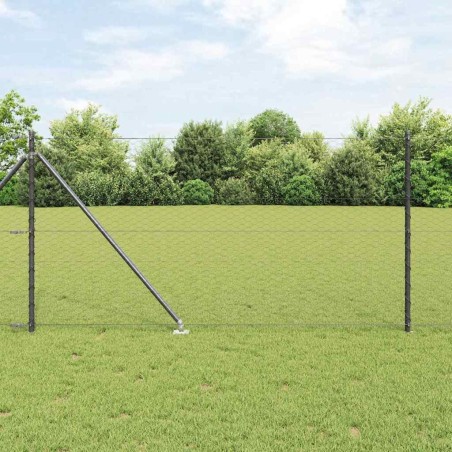 Clôture à Maillons Hexagonaux avec 13 Poteaux à Piquet 1x25 m Acier Galvanisé 