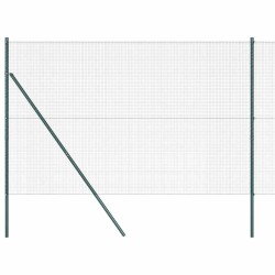 Clôture en fil soudé avec 13 poteaux verte 1.5x25 m acier 