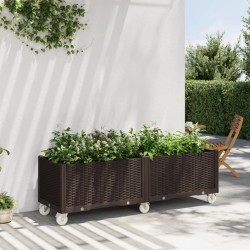 Jardinière à roulettes marron 160x50x54 cm PP 
