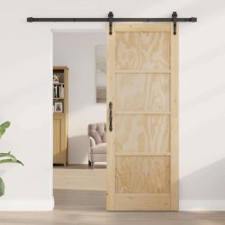 Porte coulissante avec quincaillerie 78x202 cm en bois massif de pin 