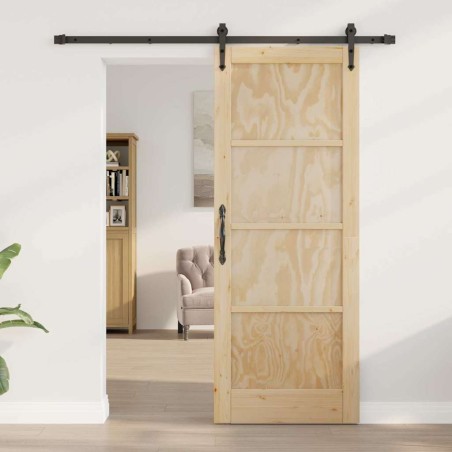 Porte coulissante avec quincaillerie 78x202 cm en bois massif de pin 