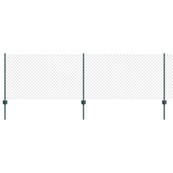 Clôture en Chaîne avec 22 Poteaux U Verte 0.8x25 m Acier 