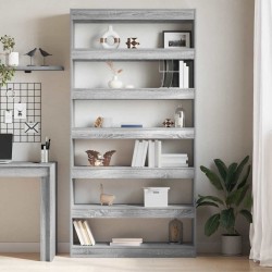 Bibliothèque/Classeur Noir Chêne 100x30x198 cm en bois d'ingénierie 