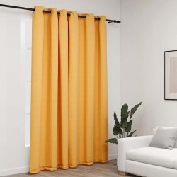 Rideau occultant Aspect de lin avec œillets Jaune 290x245 cm 