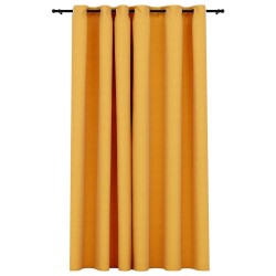 Rideau occultant Aspect de lin avec œillets Jaune 290x245 cm 