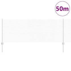 Clôture en fil soudé avec 22 poteaux U Argent 0.8x50 m Acier 