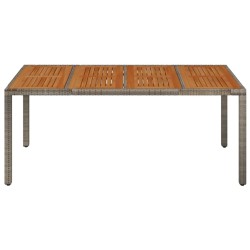 Table de jardin dessus en bois Gris 190x90x75 cm Résine tressée 