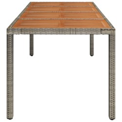 Table de jardin dessus en bois Gris 190x90x75 cm Résine tressée 