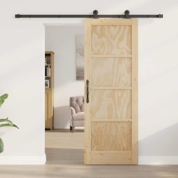 Porte coulissante avec quincaillerie 73,5 x 198,5 cm en bois massif de pin 