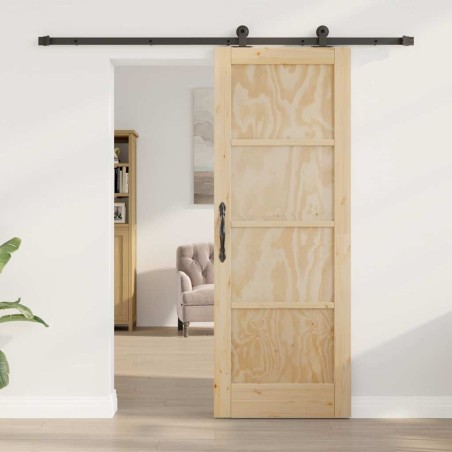 Porte coulissante avec quincaillerie 73,5 x 198,5 cm en bois massif de pin 