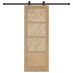 Porte coulissante avec quincaillerie 73,5 x 198,5 cm en bois massif de pin 