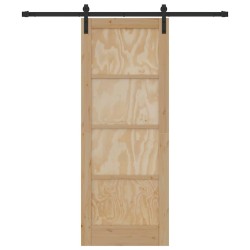 Porte Coulissante avec ensemble de matériel 78x202 cm Bois Massif en Pin 