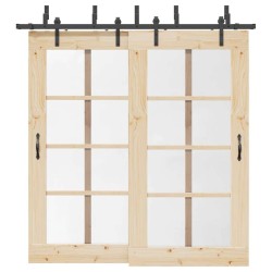 Kit de quincaillerie de porte coulissante 213,5 cm acier noir 