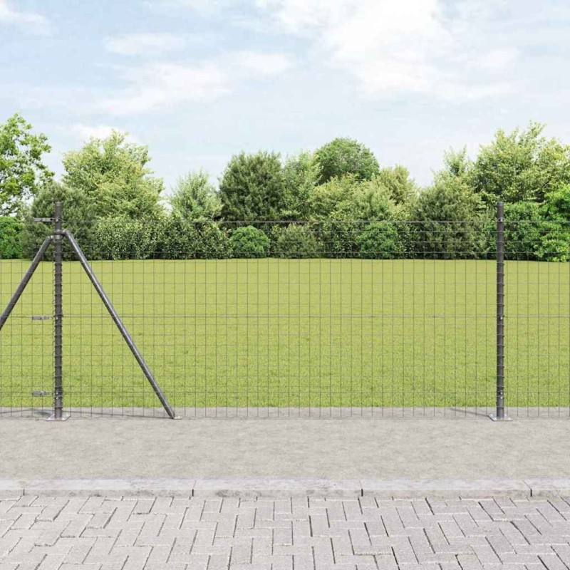 Poteaux de clôture avec plaques de base - 26 pcs Ø32mm 110cm en acier galvanisé 
